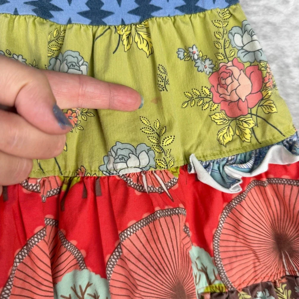 Matilda Jane Girls 18 Months Tiered Ruffle Dress Blue Floral‎ Fan Print